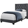 Monarch Specialties Bed Twin Size Platform Teen Frame Upholstered Velvet Wood Legs Grey Chrome Transitional - 4 of 4