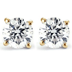 Pompeii3 1/4 - 2 Ct T.W. Natural Diamond Studs in 14k White or Yellow Gold - 1 of 4