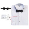Gioberti Boy's Wing Tip Collar White Tuxedo Dress Shirt with Bow Tie and Metal Studs - 2 of 4