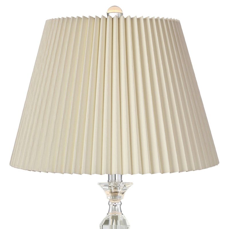 Vienna Full Spectrum Jolie Traditional Table Lamps 26" High Set of 2 Clear Crystal Glass Ivory Pleat Drum Shade for Bedroom Living Room Nightstand, 2 of 6