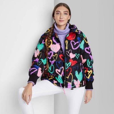 Puffer Jacket - Wild Fable™  Black Hearts XS