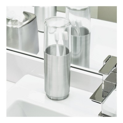 Clear and Brushed Nickel Covered Toothbrush Holder for Kids