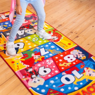 Justice League Girls Hopscotch Educational Play Rug 72 x 31 in
