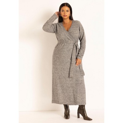 ELOQUII Women's Plus Size Sweater Wrap Dress