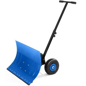 Snow Shovel with Wheels, 29.1" W x 19.3" H Heavy Duty Snow Pusher for Driveway, Ergonomic Snow Pusher Shovel with Snow Removal - 1 of 4