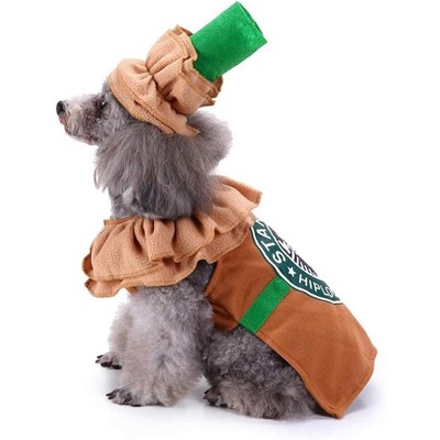 Latte Coffee Dog Halloween Costumes for Small Medium Dogs Cats, Puppy Dog Costumes Pet Clothes Outfit for Christmas Party Special Events