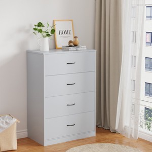 SKONYON 4 Drawer Wood Dresser Storage Cabinet Dresser for Bedroom Light Gray - 1 of 4