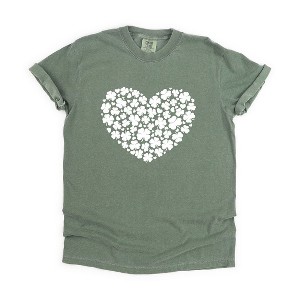 Simply Sage Market Women's Shamrock Heart Short Sleeve Garment Dyed Tee - 1 of 4