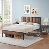 Farmhouse Metal Bed Frame with Headboard & Footboard, Wrought Iron Slat Platform & Wood Accents. No Box Spring, Easy Assembly, Strong Foundation. - 3 of 4