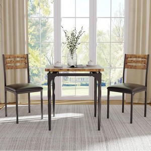 Dining Table Set for 2, 3 Piece Dining Table and Chairs Set of 2, Dining Table Set with Spiral Table Legs for Small Spaces, Kitchen, Apartment, Brown - 1 of 4