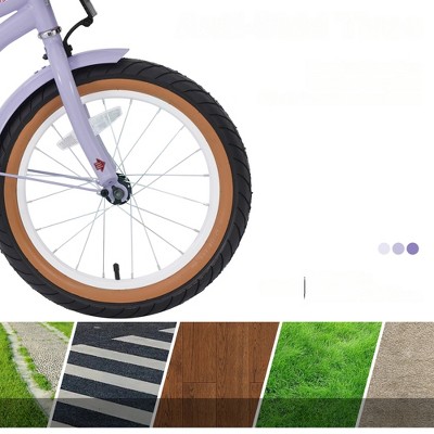 Infurnic Bicycles, Cruiser Bikes with Training Wheels, Girls Bike with Height-adjustable Saddle and Handlebar, Purple, 20.87"*33.46"*43.31"