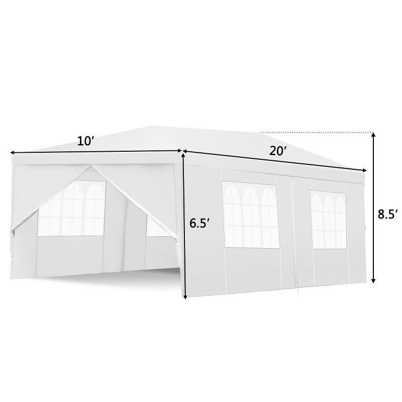 Costway Wedding Tent Canopy Party 10'x20' Heavy Duty Gazebo Cater Event W/Side Walls, 2 of 11