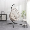 Hanging Chair With Stand, Patio Egg-Shaped Swing Chair With Cushion, Indoor Rocking Chair, Outdoor Hammock Egg-Shaped Chair-Cuddlewood - 2 of 4