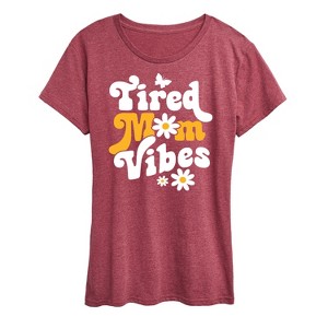 Women's - Instant Message - Vibes Tired Mom Short Sleeve Graphic T-Shirt - 1 of 4