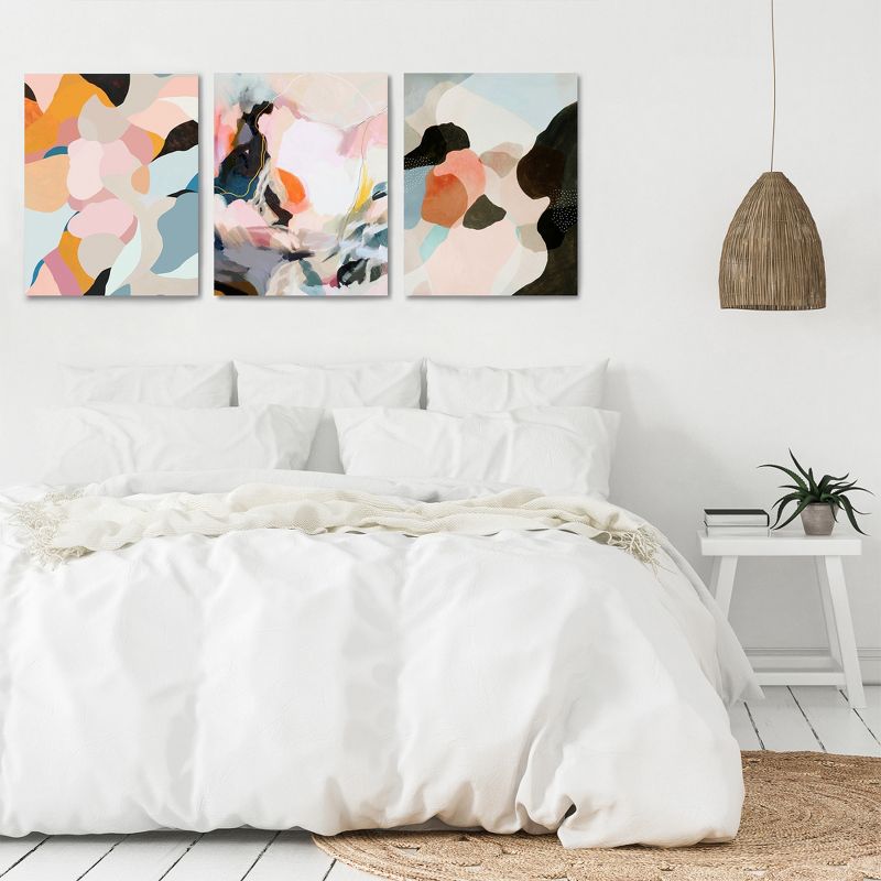 Americanflat Abstract Peachy Paintings By Louise Robinson Triptych Wall Art - Set Of 3 Canvas Prints, 3 of 7