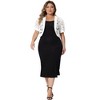 Agnes Orinda Women's Plus Size Short Sleeve Sheer Floral Lace Open Front Cropped Cardigans - 3 of 4