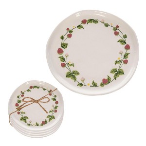Transpac Ceramic Strawberry App Plates Set of 4 Home Decorations Spring - 1 of 1