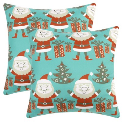 Unique Bargains Home Office Sofa Chair Couch Christmas Printed Velvet Throw Pillow Covers Set of 2