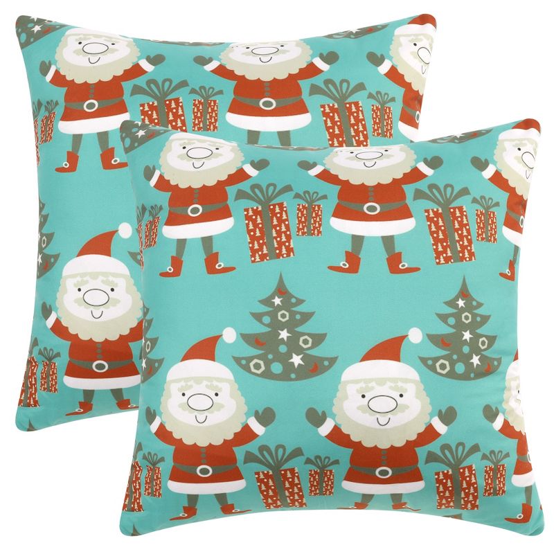 Unique Bargains Home Office Sofa Chair Couch Christmas Printed Velvet Throw Pillow Covers Set of 2, 1 of 7