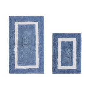 Hotel Bath Rug 100% Premium Cotton Tufted Weave Two Tone Reversible 2 Piece Bathroom Rug Set, Super Soft & Water Absorbent, Machine Washable Bathmat - 1 of 4