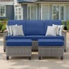 Outdoor Wicker Patio Seating Set All Weather PE Rattan Conversation Set with Cushion - 2 of 4