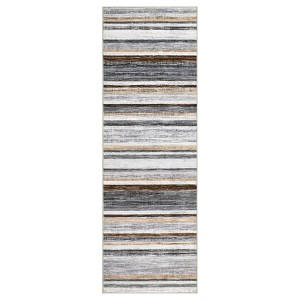 Machine Washable Indoor Modern Geometric Area Rugs with Stripped Lines, Soft Non Slip Floor Carpet for Home Office - 1 of 4