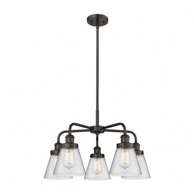 Cone - 5 Light Stem Hung Chandelier In Art Deco Style-14.75 Inches Tall and 24.25 Inches Wide