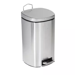 Honey Can Do TRS-05306 50 Liter Stainless Steel Half Moon Step Trash Can 