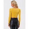 INSPIRE CHIC Women's Velvet Scoop Neck Long Sleeve Solid Crop Top - 4 of 4