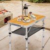 Syemin Folding Tables Outdoor Folding Camping Table, 2ft Portable Pinic Table with 3 Height, Lightweight Patio Side Table, Brown, 23.8"*15.83"*23.63" - 2 of 4