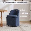 Set of 2 Chenille Fabric Dining Chairs With Universal Wheels,Beige - 3 of 4