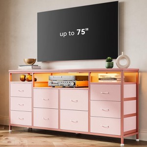 Whizmax Dresser for Bedroom, 10 Drawer Dresser TV Stand for 65 70 75 Inch TV, Fabric Chest of Drawers with LED Lights & Power Outlets, for Living Room - 1 of 4