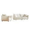 Modern 3-Seater + 1-Seater Linen Fabric Sofa Set with Wooden Frame and 3 Pillows - 2 of 4