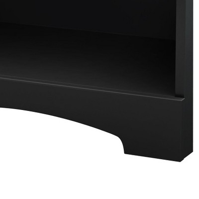 Black Composite Wood 1-Drawer Nightstand with Open Shelf
