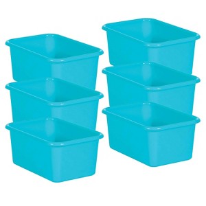 Teacher Created Resources Plastic Storage Bin 7.75" x 11.38" x 5" Teal Pack of 6 (TCR20381-6) - 1 of 2