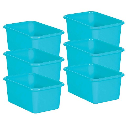 Tot Tutors Plastic 4.25 Gal. Small Storage Bins in Blue and Teal
