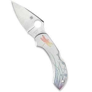 Spyderco Dragonfly Stainless Tattoo Folding Pocket Knife with 2.32" VG-10 Flat-Ground Blade | Corrosion Resistant Stainless Steel Handle, Silver - 1 of 4