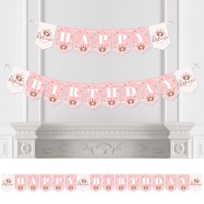 Big Dot of Happiness 1st Birthday Little Miss Onederful - Girl First Birthday Party Bunting Banner - Birthday Party Decorations - Happy Birthday