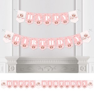 Big Dot of Happiness 1st Birthday Little Miss Onederful - Girl First Birthday Party Bunting Banner - Birthday Party Decorations - Happy Birthday - 1 of 4