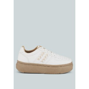 Faux Leather Cross Stitch Detail Sneakers Women - 1 of 4