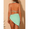 Elerevyo Women's Halter Hollow Out Mesh Swimsuits with Sarong Cover Up Beach Skirt Bathing Suit 3 Pcs - 3 of 4