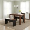 FurnitureR 47.2" Dining Table Set with 2 Benches, Modern MDF Wood Table and Seating Set, Space-Saving Dining Furniture for Kitchen & Dining Room - 3 of 4