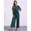 INSPIRE CHIC Women's Casual Dressy Cape Ruffle Sleeve Tie Waist Wide Leg Jumpsuits - 4 of 4