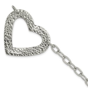 Black Bow Jewelry Stainless Steel Textured Heart Bracelet, 8 Inch - 1 of 4