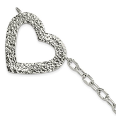 Black Bow Jewelry Stainless Steel Textured Heart Bracelet, 8 Inch - image 1 of 4