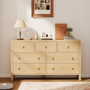 6 & 7 Drawer Dresser for Bedroom, Wood Dresser with Large Storage Drawers, Modern Curved Angle Clothes Organizer for Closet - 1 of 4