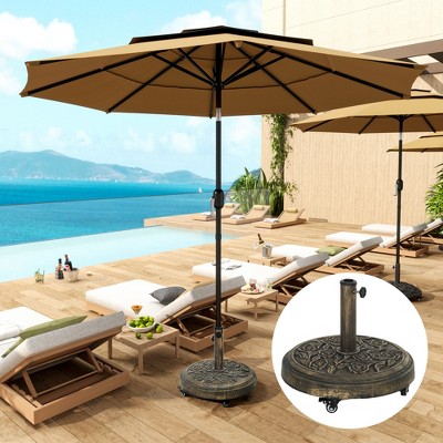 Bronze Powder Coated Metal Wheeled Patio Umbrella Stand