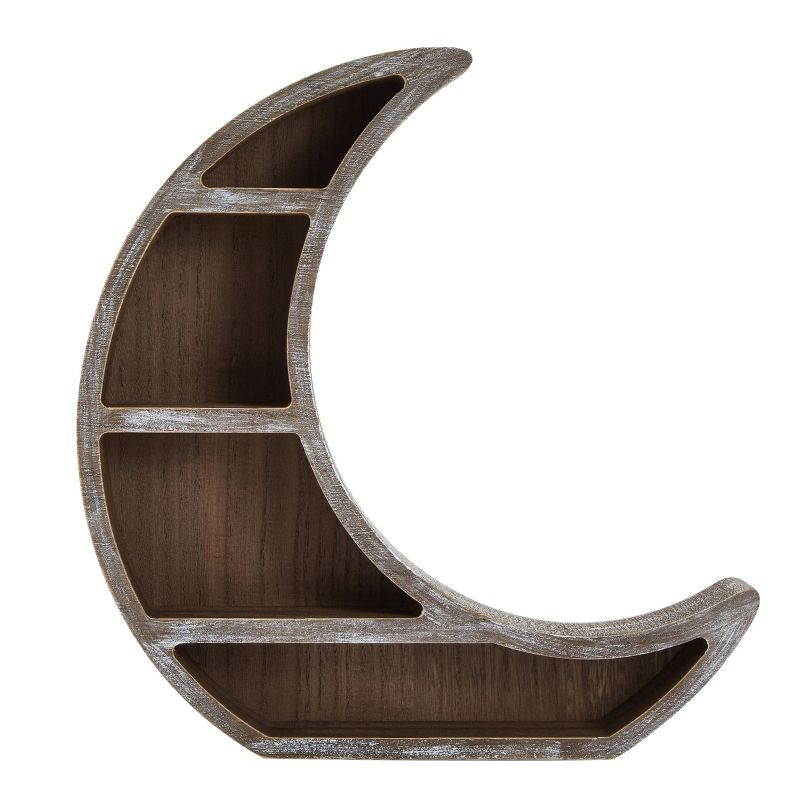 Wooden Moon Shelf, Rustic Wall Home Decor, Crystal Holder for Stones Display and Essential Oils (13 x 13 x 2 In), 5 of 8