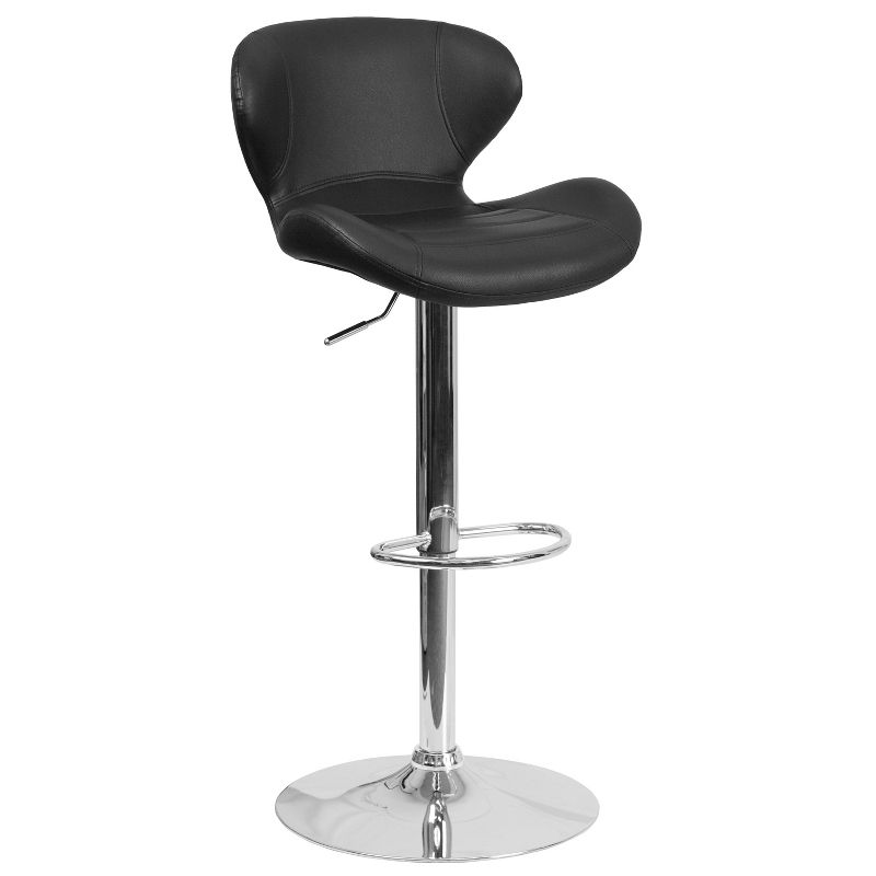 Flash Furniture Contemporary Adjustable Height Barstool with Curved Back and Chrome Base, 1 of 13