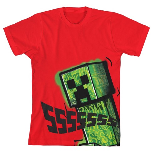 Green minecraft t-shirt with a creeper face design